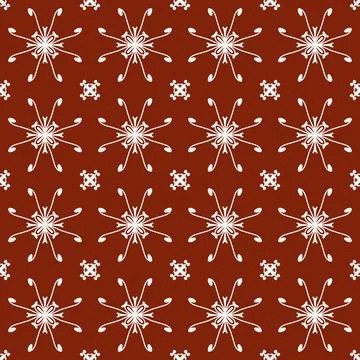 A seamless red fabric pattern featuring elegant white floral Stock Illustration