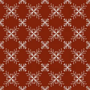 A seamless red fabric pattern featuring elegant white floral Stock Illustration