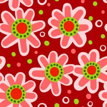 Seamless Red Floral Pattern Stock-Illustration