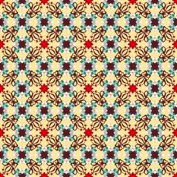 Seamless red flower kaleidoscope pattern bg イラスト素材