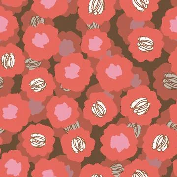 Seamless red flower pattern  background , greeting card or fabric Stock Illustration