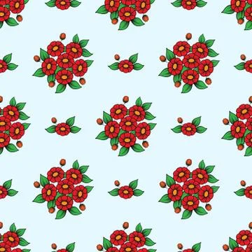 Seamless red flowers wallpaper Stock Illustration