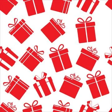 Seamless red gift boxes pattern, abstract background Stock Illustration