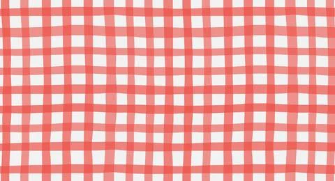 Seamless red gingham check pattern with watercolor texture. Hand painted pl.. Illustrazione stock