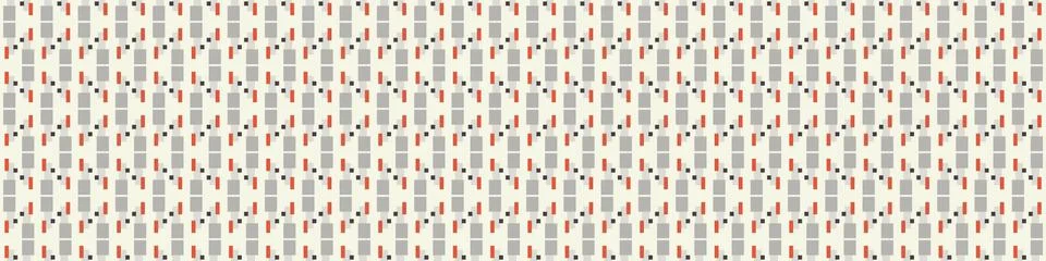Seamless red grey vector geometric polygon border pattern. Mid century modern Stock Illustration