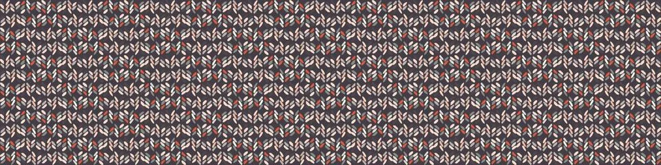 Seamless red grey vector geometric polygon border pattern. Mid century modern 스톡 일러스트
