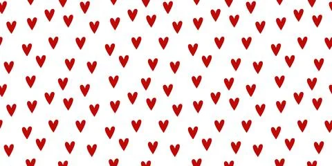 Seamless Red heart pattern and background vector illustration. Flat Cartoon.. Stock Illustration