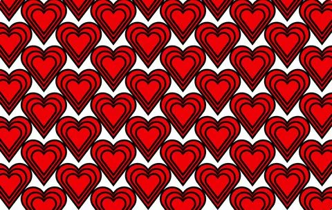 Seamless Red Heart Pattern Background With Layered Retro Hearts for Valenti.. Stock Illustration
