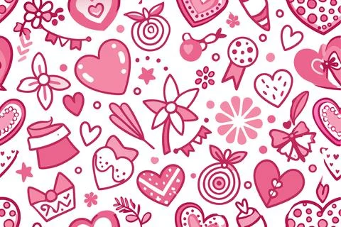 Seamless Red Heart Pattern for Valentines Day Cards and Romantic Decor 스톡 일러스트