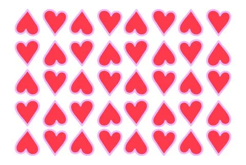 Seamless red hearts pattern background, Vibrant love symbol pattern texture,  Ilustración de archivo