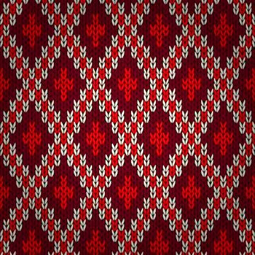 Seamless red knitted pattern Stock Illustration