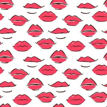 Seamless red leaps pattern hand painted with ink brush Illustrazione stock