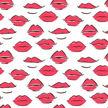 Seamless red leaps pattern hand painted with ink brush Illustrazione stock