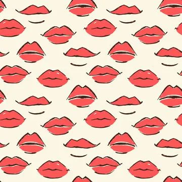 Seamless red leaps pattern hand painted with ink brush Stock Illustration
