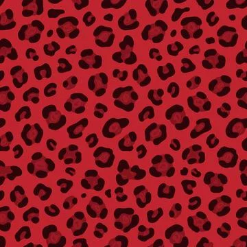 Seamless red leopard print. Bold cherry animal skin vector pattern Stock Illustration