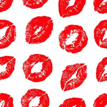 Seamless red lips prints Stock Illustration