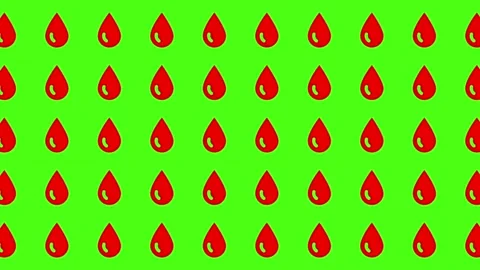 Seamless red liquid drop pattern on green screen background for motion graphics Stock Footage 344875351