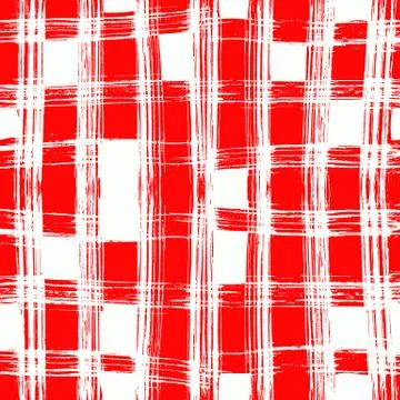 Seamless red pattern with hand drawn horizontal and vertical lines. Cage Stock Illustration