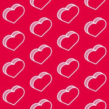 Seamless red pattern with isometric hearts Stock Illustration