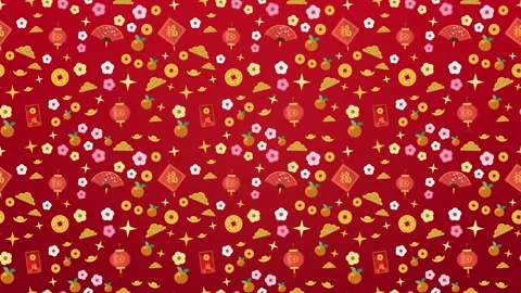 Seamless red pattern of lanterns Stock-Footage 348258155