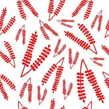 Seamless red plants pattern Stock Illustration