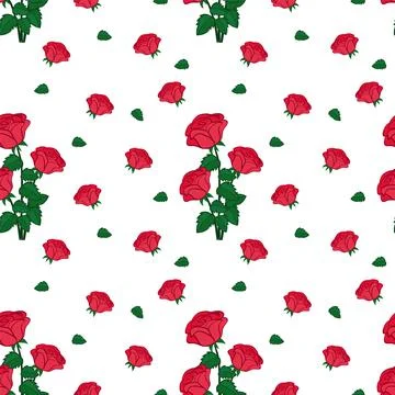 Seamless Red Rose Pattern Stockillustratie