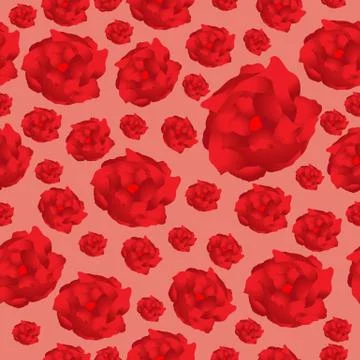 Seamless red roses pattern with red background Illustrazione stock