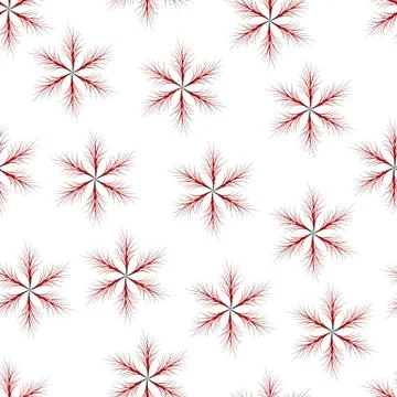 Seamless of red six-pointed star with thin twigs Stock Illustration