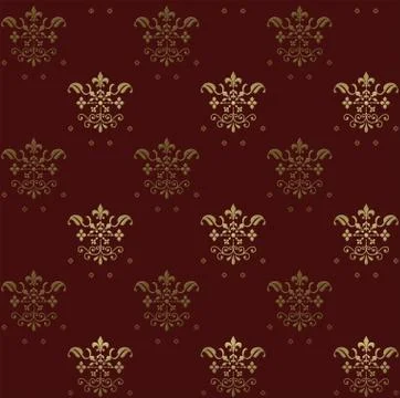 Seamless red textured wallpaper pattern with golden gradient elements Stock Illustration