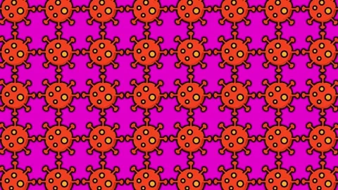 Seamless Red Virus Cell Pattern on Vibrant Pink Background Motion Graphic Stock Footage 344875309