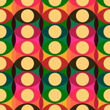 Seamless red yellow circles pattern Seamless geometric background, vector ... Stock Photos