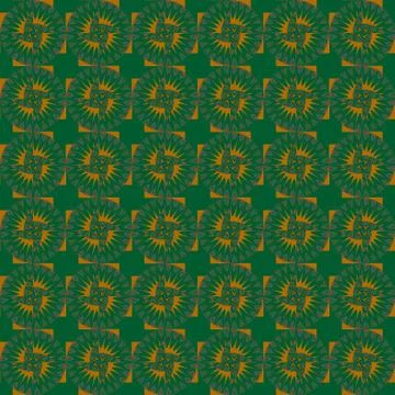 Seamless regular circles pattern dark green orange Stock Illustration