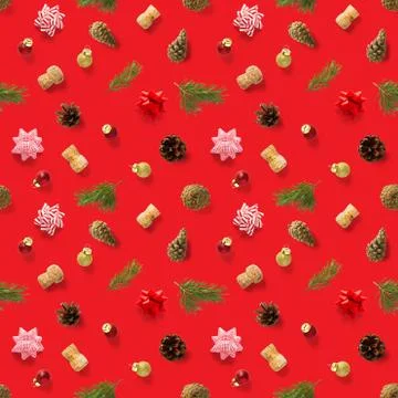 Seamless regular creative Christmas pattern with New Year decorations. xmas M Foto stock
