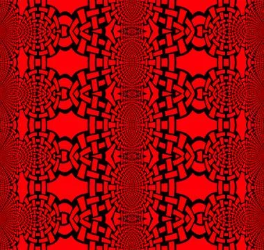 Seamless regular ellipses ornaments red black plaiting Stock Illustration