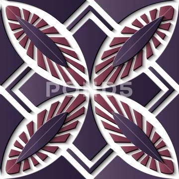 Seamless relief sculpture decoration retro pattern purple curve cross check s Stock Illustration
