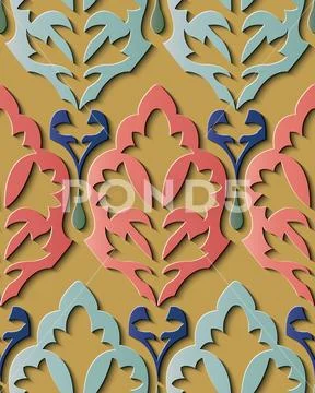 Seamless relief sculpture decoration retro pattern aboriginal garden leaf cro Stock Illustration