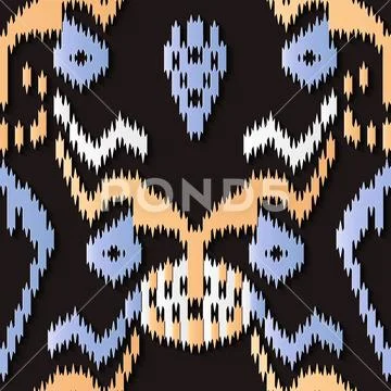 Seamless relief sculpture decoration retro pattern sawtooth aboriginal geomet Stock Illustration