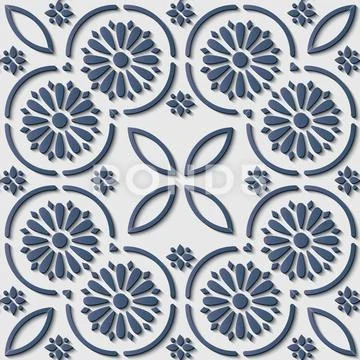 Seamless relief sculpture decoration retro pattern round curve cross elegant Stock Illustration