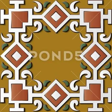 Seamless relief sculpture decoration retro pattern aboriginal check geometry Stock Illustration