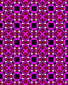 Seamless repeat pattern of black rectangles and red-white elements on p Illustrazione stock