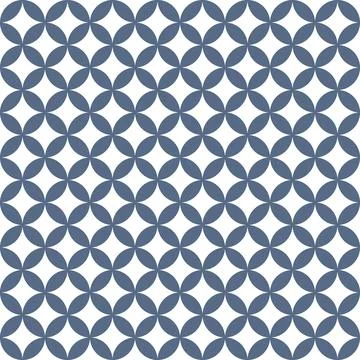 Seamless repeat pattern, blue circles on white background. Stock Illustration