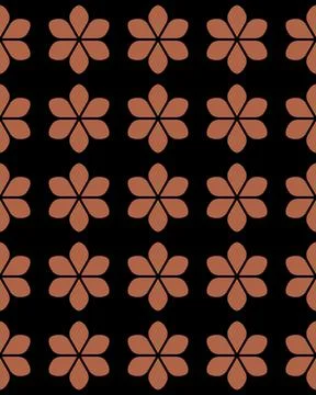 Seamless repeat pattern of brown flower elements on black background 스톡 일러스트