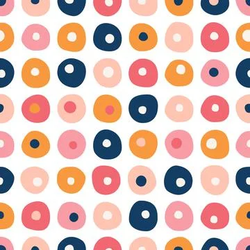 Seamless repeat pattern of color circles, dots. Vector. Stock Illustration