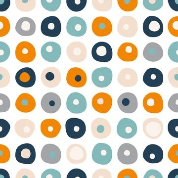 Seamless repeat pattern of color circles, dots. Vector. Stock Illustration