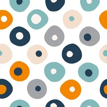 Seamless repeat pattern of color circles, dots. Vector. Stock Illustration