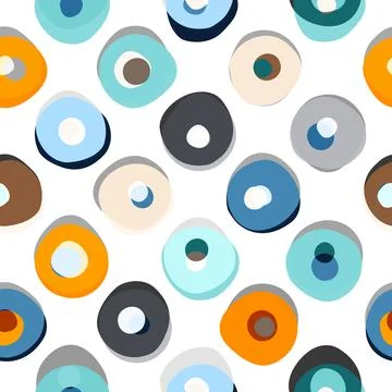 Seamless repeat pattern of color circles, dots. Vector. Stock Illustration