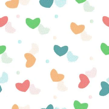 Seamless repeat pattern with colorful hearts background Stock Illustration