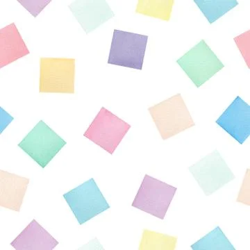 Seamless repeat pattern with colorful watercolor squares Stock Illustration