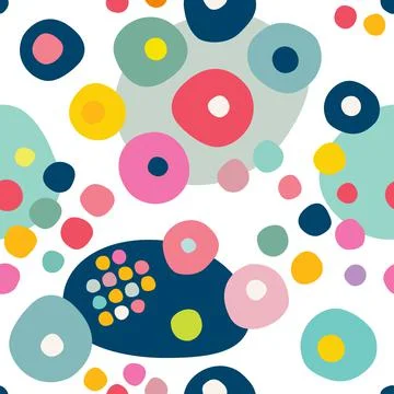 Seamless repeat pattern of colorfull circles, dots. Vector. Stock Illustration