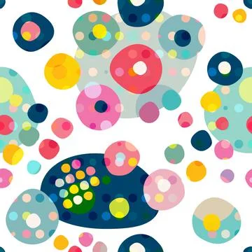 Seamless repeat pattern of colorfull circles, dots. Vector. Stock Illustration